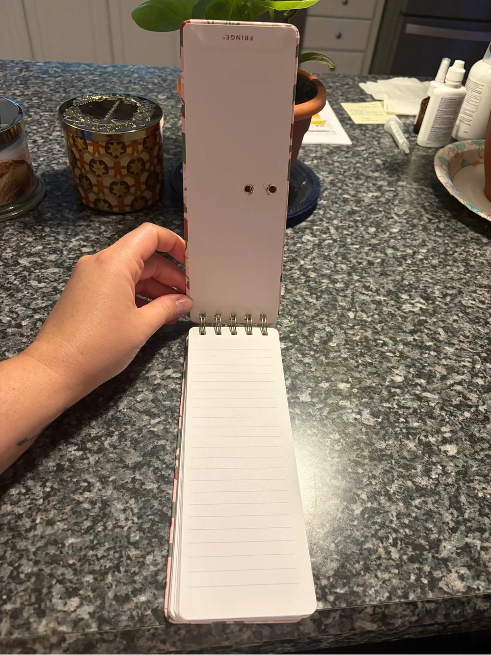 Fringe Strawberry Spiral Notepad with Gold Pen